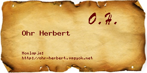 Ohr Herbert névjegykártya